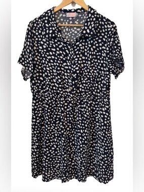 C+D+M nvy & wht polka dt s\s shrtdrss WM 1X preppy comfy casual